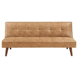 Jenson Convertible Sofa Bed Saddle Brown converted to bed flat view