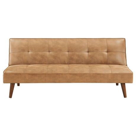 Jenson Convertible Sofa Bed Saddle Brown converted to bed flat view