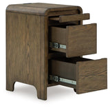 Jensworth Brown Accent Table side view showing drawers