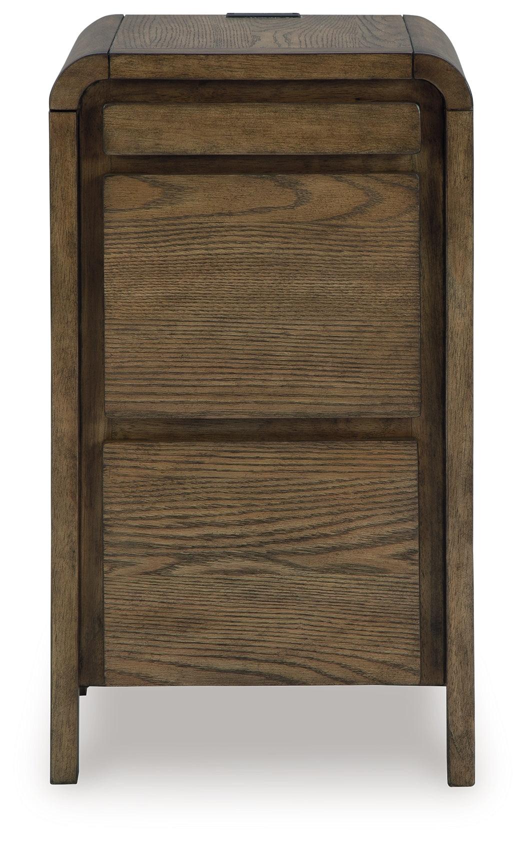 Jensworth Brown Accent Table pull-out tray extended