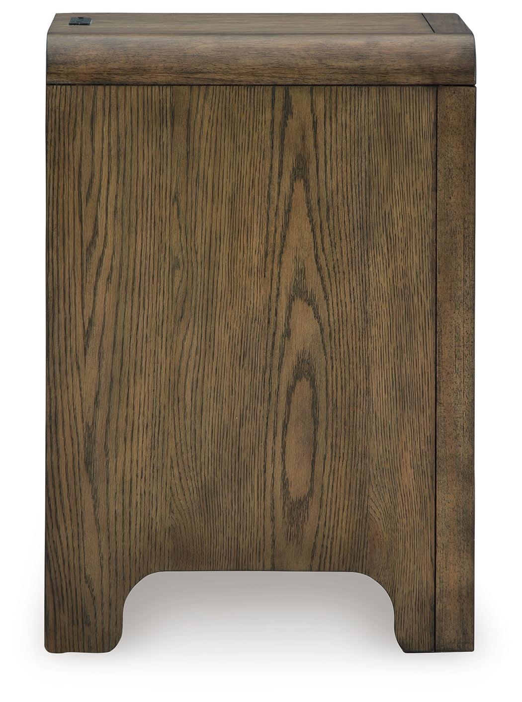 Jensworth Brown Accent Table USB charging ports detail
