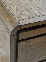 Jensworth Brown Accent Table rear view showing power cord