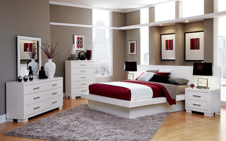 Jessica White Platform Rail Seating Bedroom Set main view bed