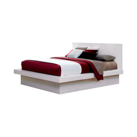 Jessica White Platform Rail Seating Bedroom Set side view bed