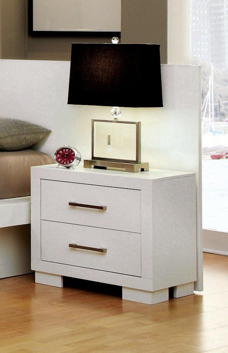 Jessica White Platform Rail Seating Bedroom Set side bed profile