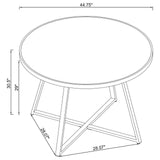 Detail of black nickel angular legs of Jillian dining table