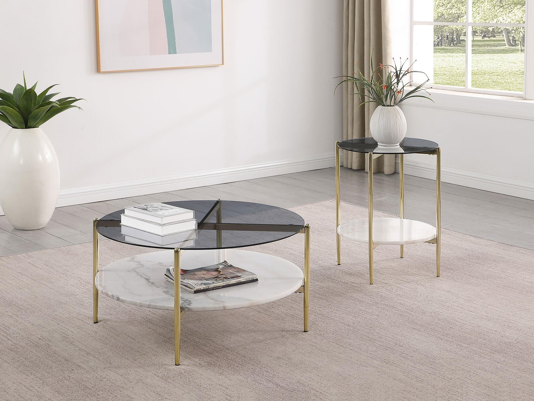 Jonelle end table angled view showing design details