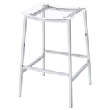 Jovani set of two acrylic backless bar stools placed side by side
