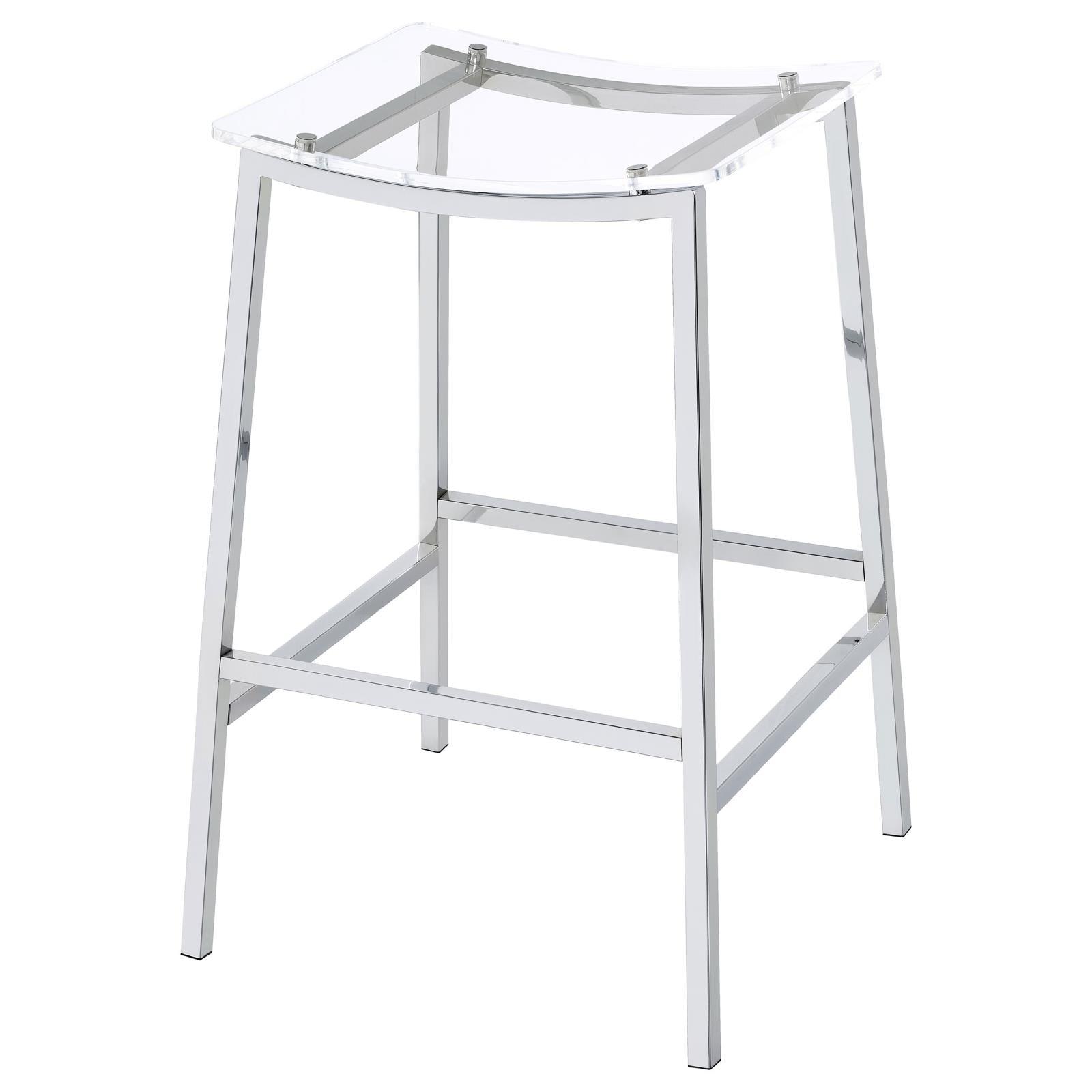 Jovani set of two acrylic backless bar stools placed side by side