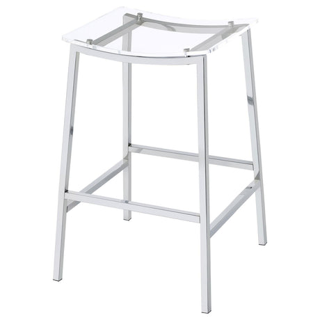 Jovani set of two acrylic backless bar stools placed side by side