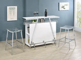 Bar stools viewed in a casual kitchen setting