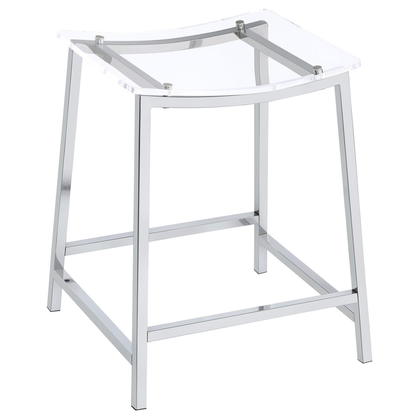 Jovani acrylic backless counter height bar stools clear and chrome set of 2 side view