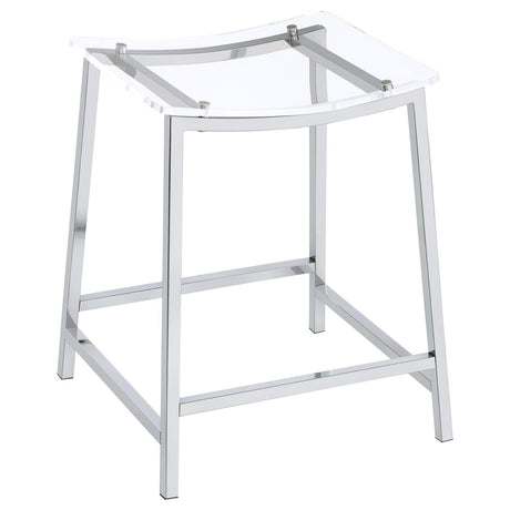 Jovani acrylic backless counter height bar stools clear and chrome set of 2 side view