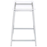 Jovani acrylic backless counter height bar stools clear and chrome showing footrest