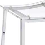 Back view of Jovani acrylic backless counter height bar stools clear and chrome