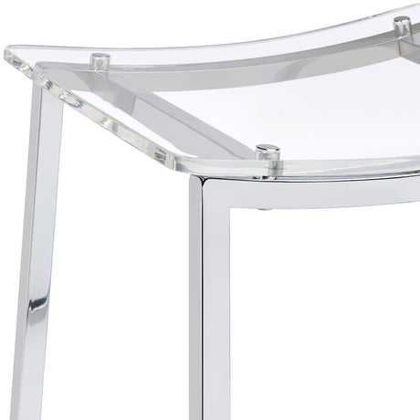 Back view of Jovani acrylic backless counter height bar stools clear and chrome