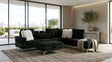Joy II Black Velvet Sectional with Gold Accents, Storage Ottoman, and Cupholder Table from Decor Furniture