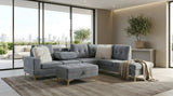 Joy II Grey Velvet Sectional with Gold Accents, Storage Ottoman, and Cupholder Table from Decor Furniture