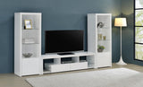 Jude 3-piece TV stand with drawers and glass shelves front view