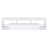 Jude 3-piece entertainment center with 71 inch TV stand white high gloss showing storage compartments