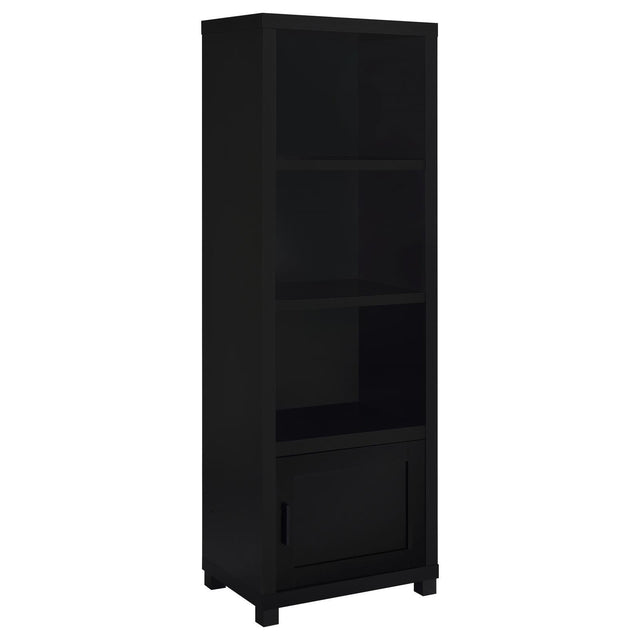Jupiter 3-Shelf Media Tower Bookcase With Storage Cabinet Black 707756 - Ella Furniture