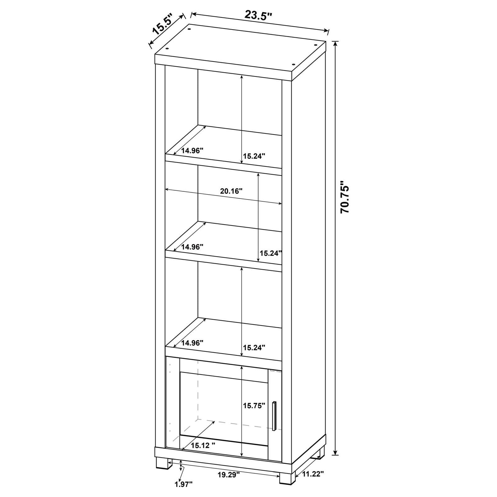 Jupiter 3-Shelf Media Tower Bookcase With Storage Cabinet Black 707756 - Ella Furniture