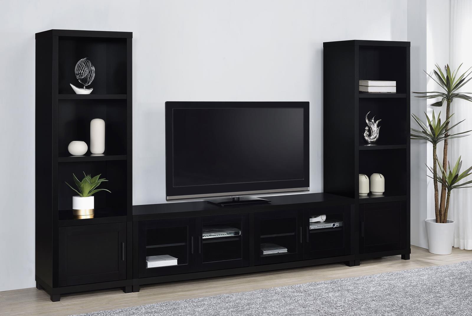 Jupiter 3-Shelf Media Tower Bookcase With Storage Cabinet Black 707756 - Ella Furniture