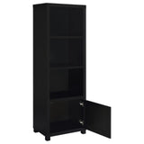 Jupiter 3-Shelf Media Tower Bookcase With Storage Cabinet Black 707756 - Ella Furniture