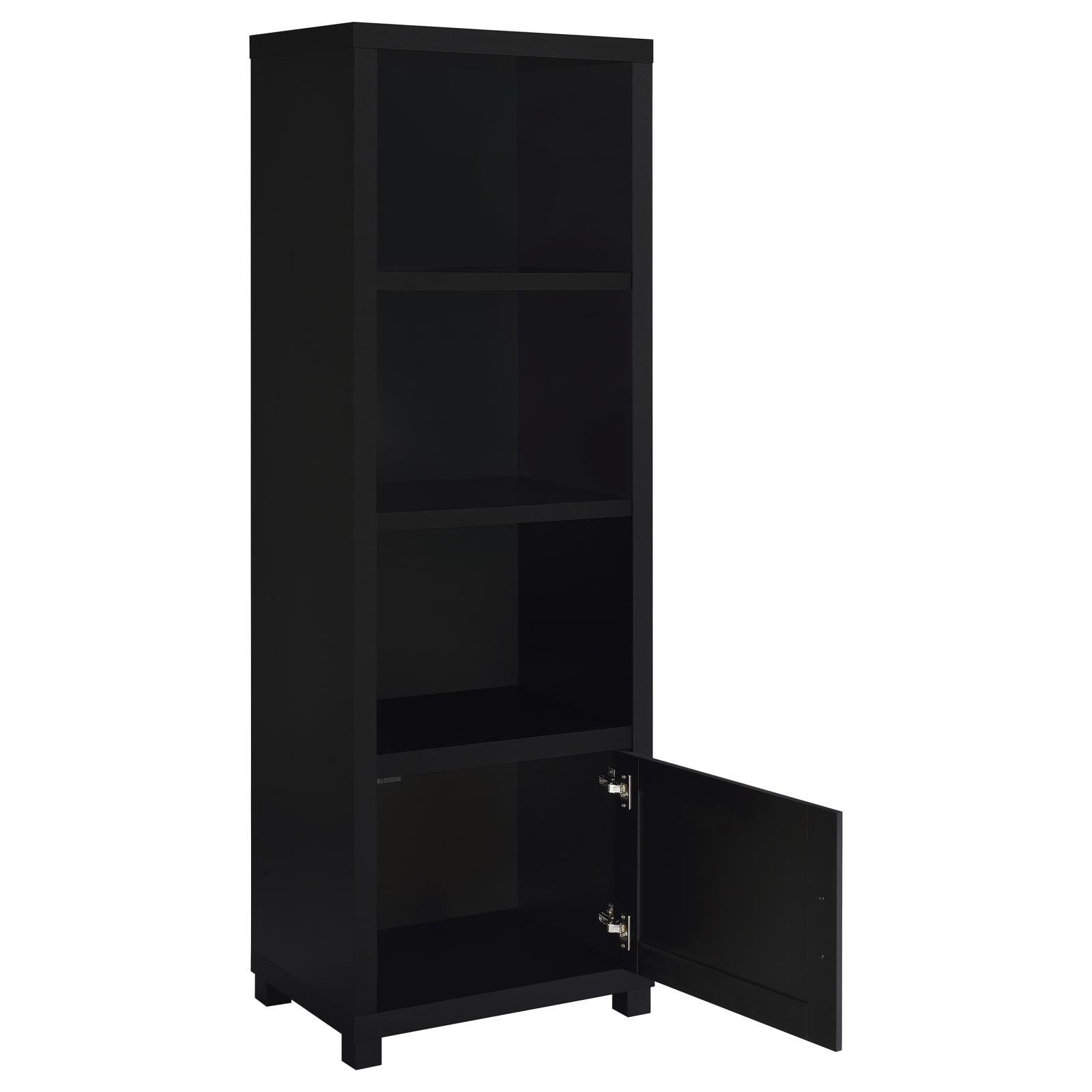 Jupiter 3-Shelf Media Tower Bookcase With Storage Cabinet Black 707756 - Ella Furniture