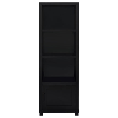 Top shelves of Jupiter media tower bookcase showing storage space