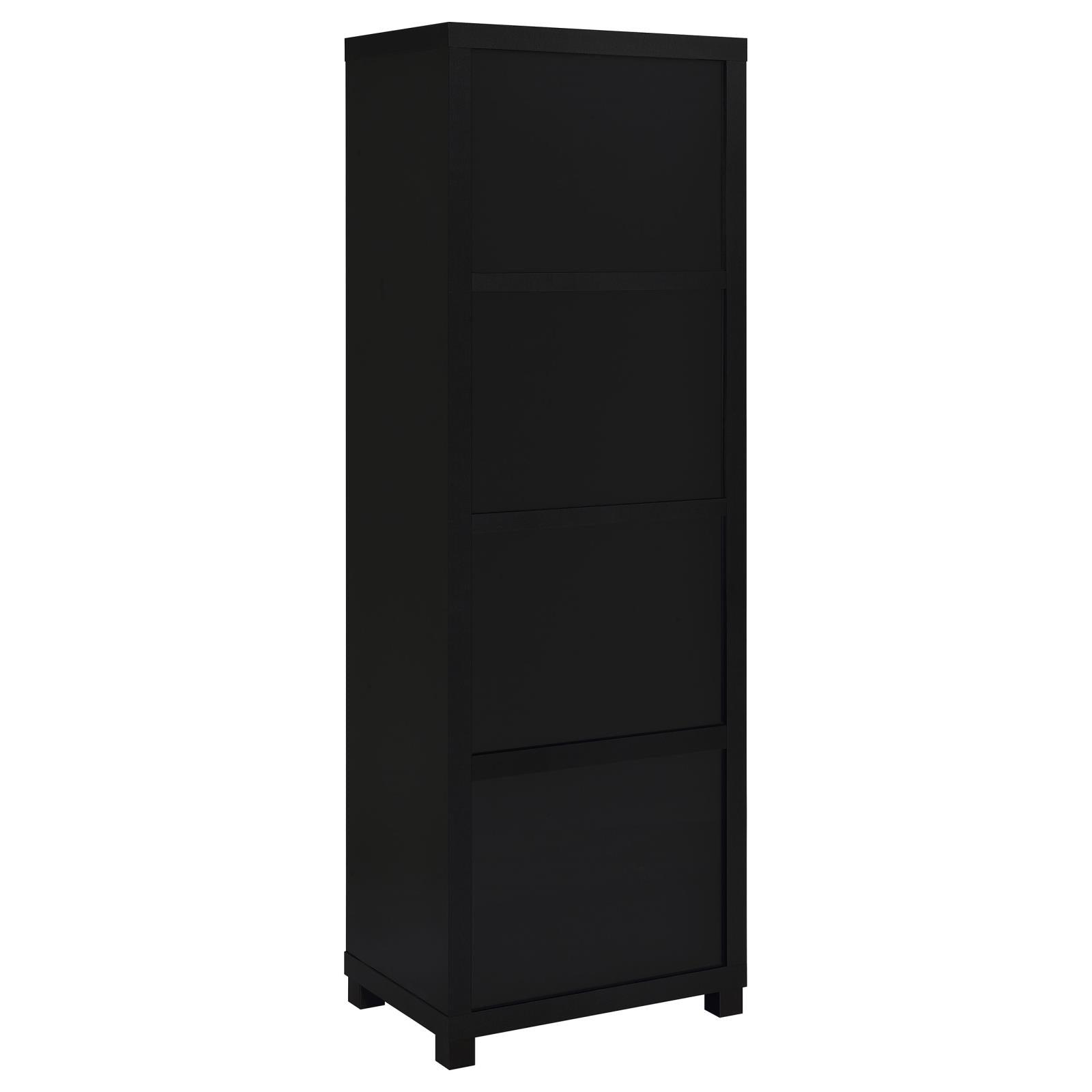 Jupiter 3-Shelf Media Tower Bookcase With Storage Cabinet Black 707756 - Ella Furniture