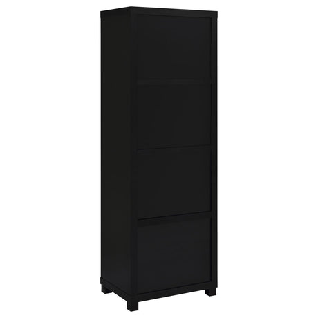 Metal feet and base of Jupiter media tower bookcase