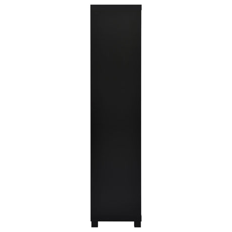 Detail of shelf edge and melamine finish on Jupiter media tower