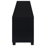 Jupiter TV stand detail of plastic glide levelers