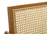 Top view of seat cushion and rattan backrest on Kane bar stool