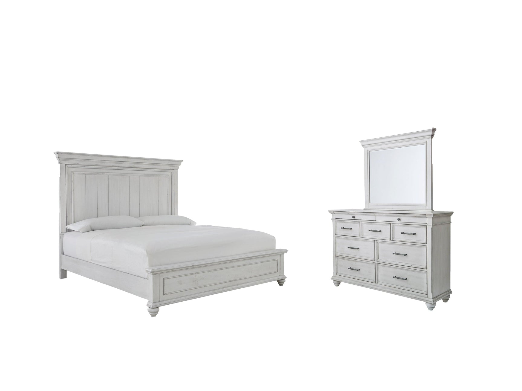 Side view of Kanwyn Whitewash Panel Bedroom Set bed