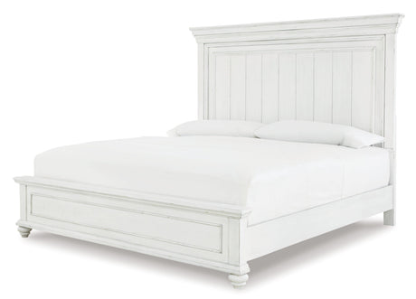Kanwyn Whitewash Panel Bedroom Set front view showing panel bed