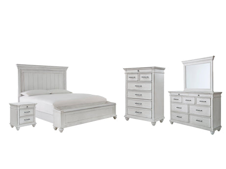 Side view of Kanwyn Whitewash Panel Storage Bedroom Set bed