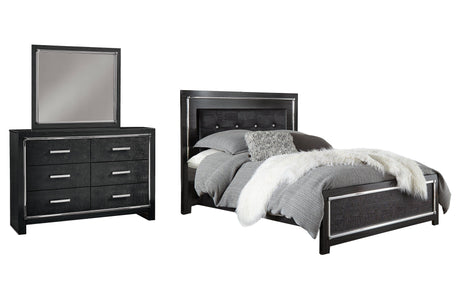 Side view of Kaydell Black Upholstered Panel Bedroom Set bed