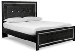 Bedroom view of Kaydell Black Upholstered Panel Bedroom Set bed