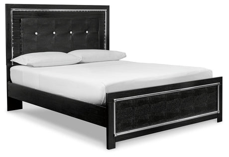 Bedroom view of Kaydell Black Upholstered Panel Bedroom Set bed