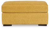 Keerwick Sunflower Chenille Ottoman close-up of chenille fabric