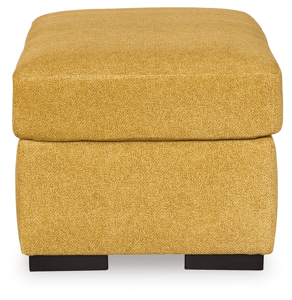 Keerwick Sunflower Chenille Ottoman top view showing cushion