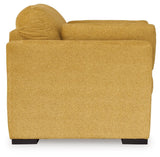Side profile of Keerwick sunflower chenille oversized chair