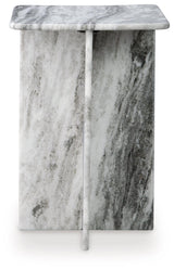 Contemporary gray marble square table in living room setting