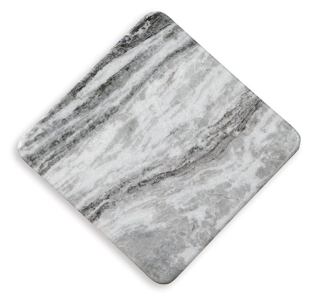 Side view of Keithwell Gray Marble Accent Table