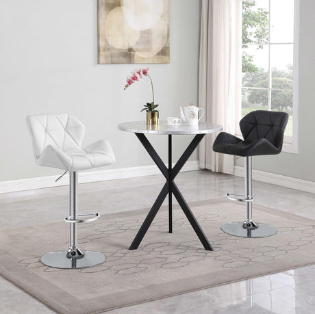 Side angle of Kenzo silver and sandy black metal bar table