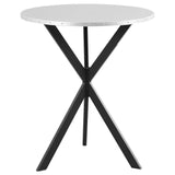 Close-up of Kenzo bar table hammered screw detail on metal top