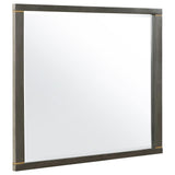 Kieran grey dresser mirror with square frame and brass accents