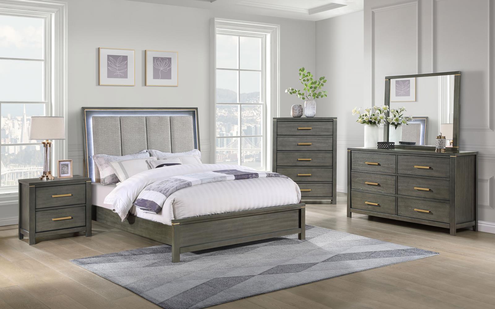 Brass-toned accents on the corners of Kieran dresser mirror